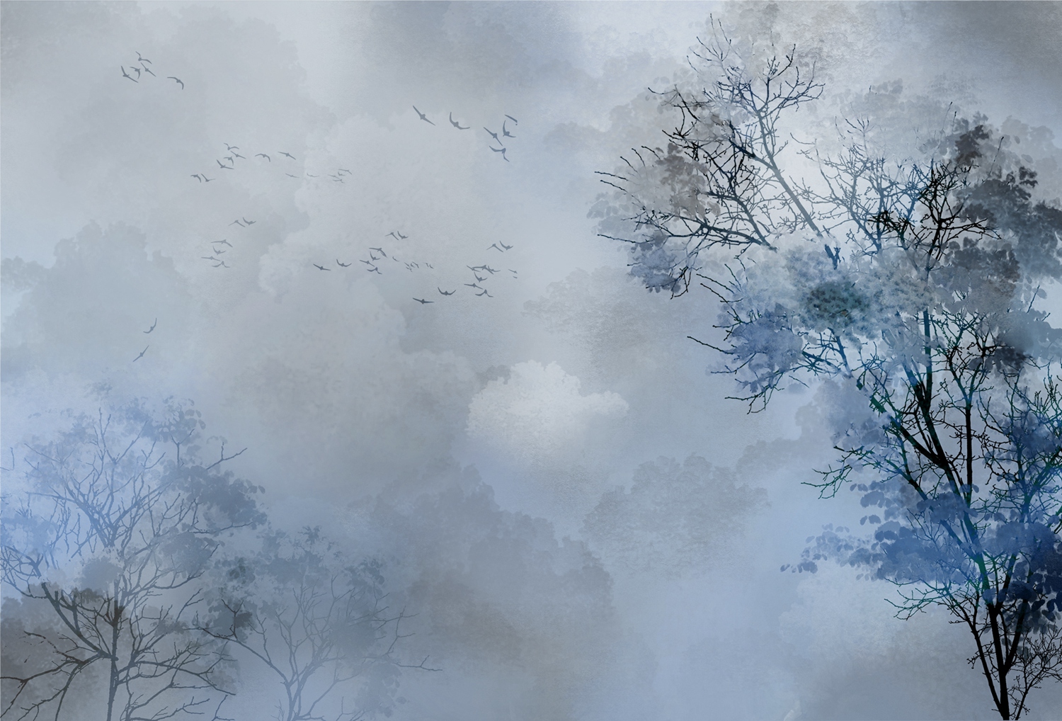 乐竞平台 - 附件|装饰画/墙饰|办公家具|设计师家具|迷雾从林-原创定制壁画